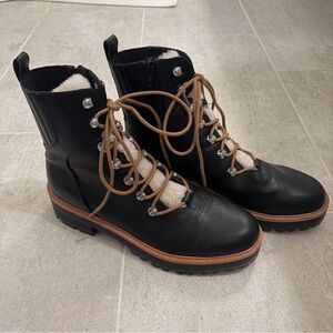 Nine West Black and Tan Lace-Up Boots